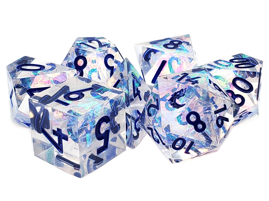 Old School Dice: Sharp Edged 7-Piece Dice Set - Crystal Ice