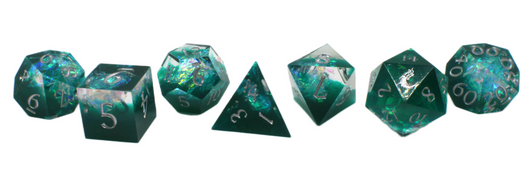 Old School Dice: Sharp Edged 7-Piece Dice Set - Emerald Forest