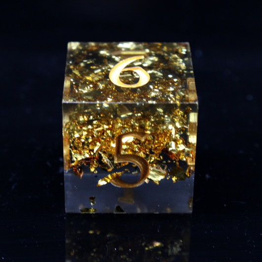 Old School Dice: Sharp Edged 7-Piece Dice Set - Gold Vein