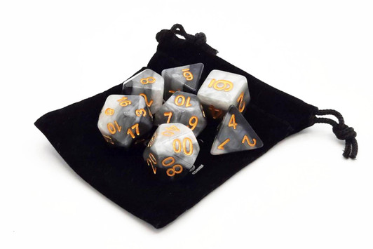 Old School 7 Piece DnD RPG Dice Set: Gradients - Dusk Till Dawn