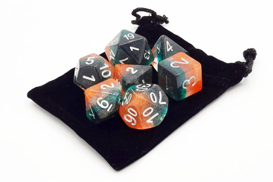 Old School 7 Piece DnD RPG Dice Set: Gradients - Oh Clementine!