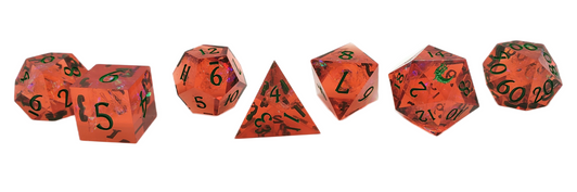 Old School Dice: Sharp Edged 7-Piece Dice Set - Exploding Pumpkins