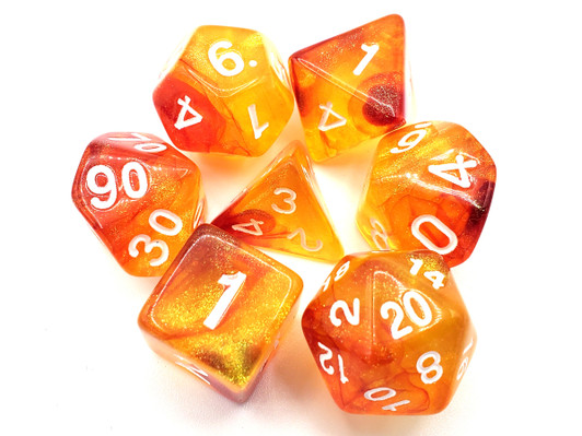 Old School 7 Piece DnD RPG Dice Set: Galaxy - Exploding Sun