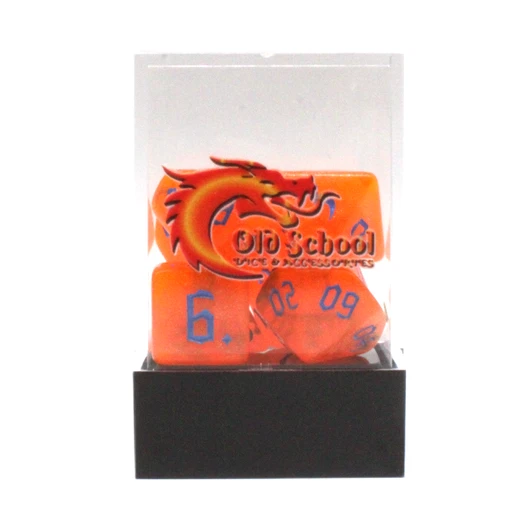 Old School Dice 7-Piece RPG Dice Set: Galaxy - Orange Shimmer