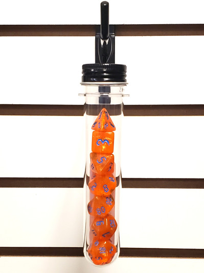 Old School 7 Piece DnD RPG Dice Set: Galaxy - Orange Shimmer