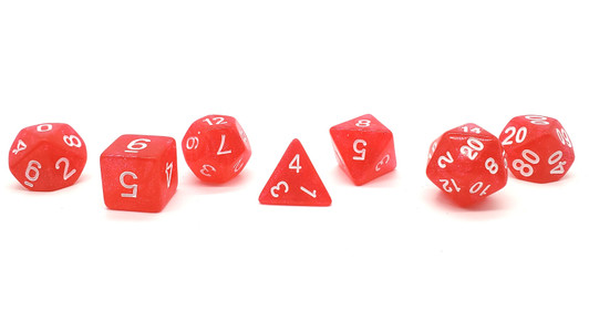 Old School 7 Piece DnD RPG Dice Set: Galaxy - Light Red Shimmer