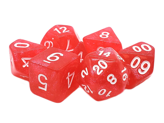Old School 7 Piece DnD RPG Dice Set: Galaxy - Light Red Shimmer