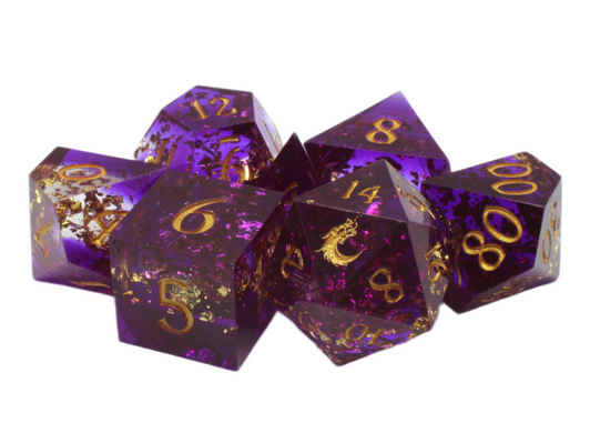 Old School Dice: Sharp Edged 7-Piece Dice Set - Royal Rumble