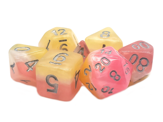 Old School 7 Piece DnD RPG Dice Set: Gradients - Lemonade Stand