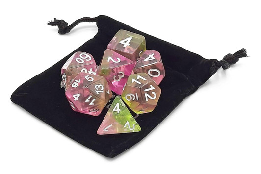 Old School 7 Piece DnD RPG Dice Set: Gradients - Springtime Bloom