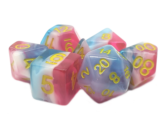 Old School 7 Piece DnD RPG Dice Set: Gradients - Winter's Rose