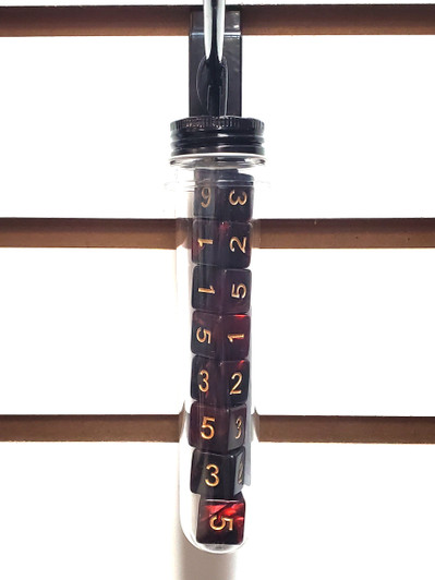 Old School Dice: D6 8-Piece Dice Set - Vorpal - Blood Red & Black w/ Gold