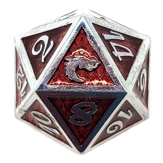 Old School DnD RPG Metal D20: Dragon Scale - Red