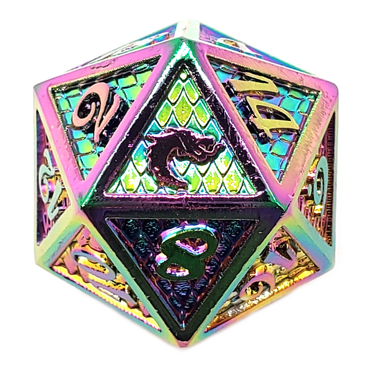 Old School DnD RPG Metal D20: Dragon Scale - Spectral