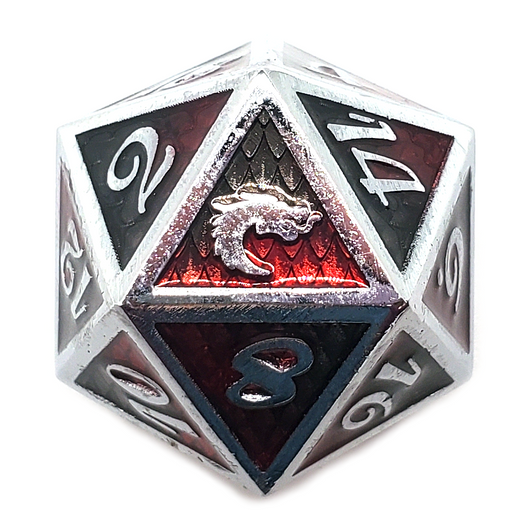 Old School DnD RPG Metal D20: Dragon Scale - Black & Red