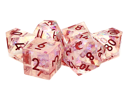 Old School Dice: Sharp Edged 7-Piece Dice Set - Red Ice