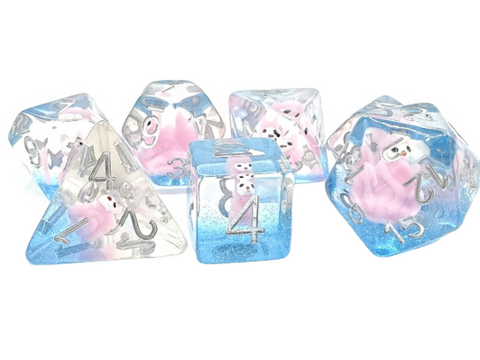 Old School 7 Piece DnD RPG Dice Set: Animal Kingdom - Squirrel Pink