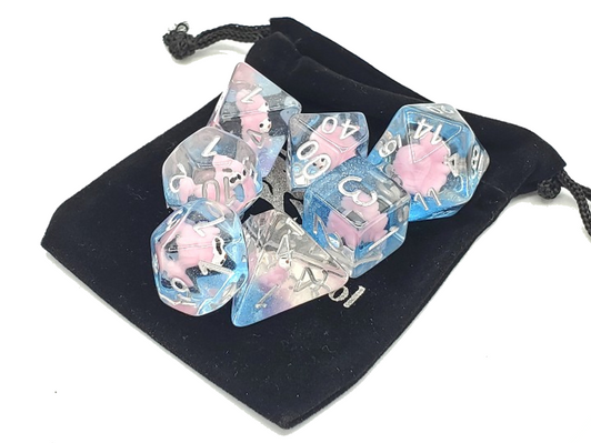 Old School 7 Piece DnD RPG Dice Set: Animal Kingdom - Squirrel Pink
