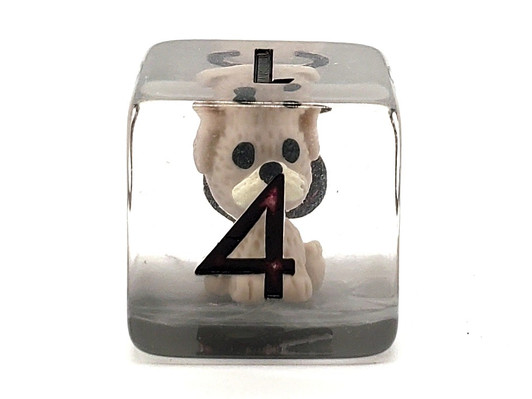 Old School 7 Piece DnD RPG Dice Set: Animal Kingdom - Puppy Dog - Tan