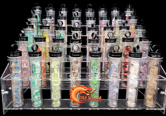 Old School Dice: Premium Resin Bundle w/ Tabletop Tube Display!