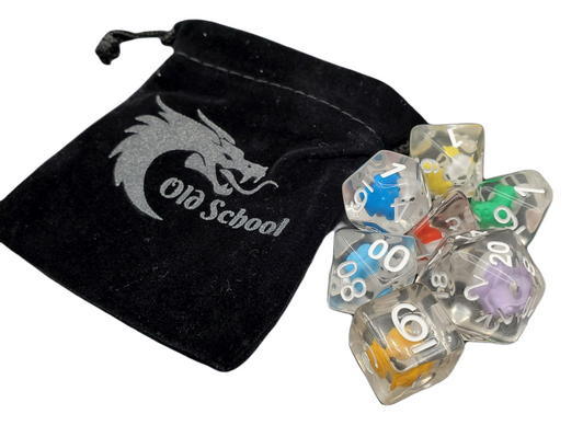 Old School 7 Piece DnD RPG Dice Set: Animal Kingdom - Snail Rainbow