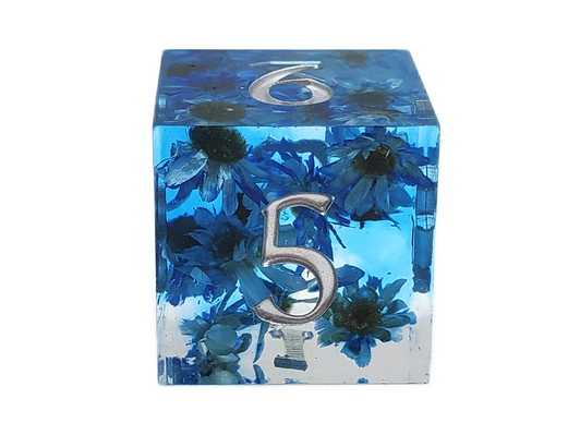 Old School Dice: Sharp Edged 7-Piece Dice Set - Blue Flower