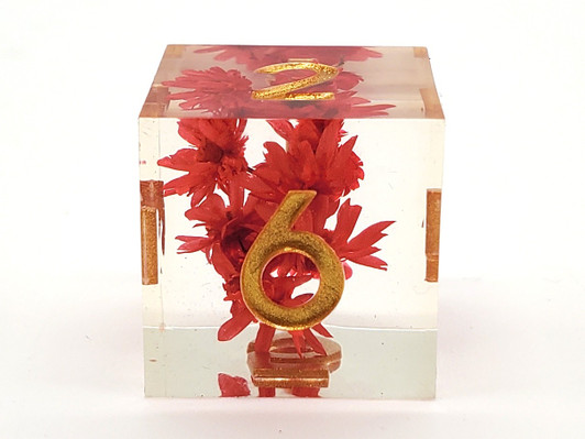 Old School Dice: Sharp Edged 7-Piece Dice Set - Red Flower