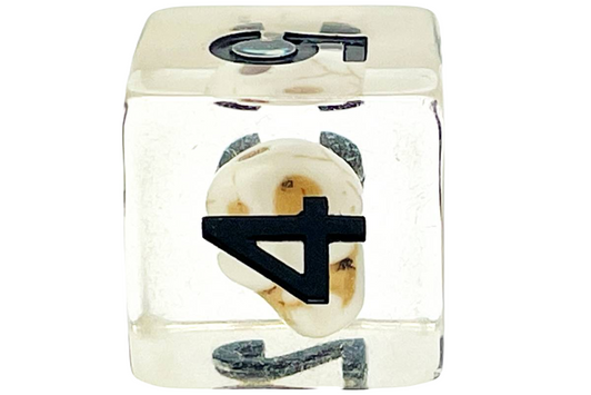 Old School 7 Piece DnD RPG Dice Set: Infused - Skull w/ White