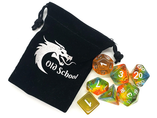 Old School 7 Piece DnD RPG Dice Set: Gradients - Springtime Blossom