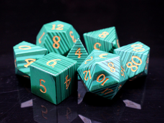 Old School Dice: Gemstone 7-Piece Set - Malachite