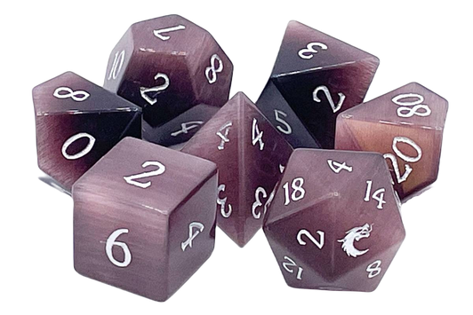 Old School Dice: Gemstone 7-Piece Set - Cat's Eye - Purple