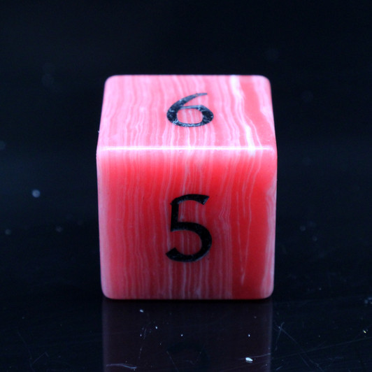 Old School Dice: Gemstone 7-Piece Set - Striped Red Rose Agate