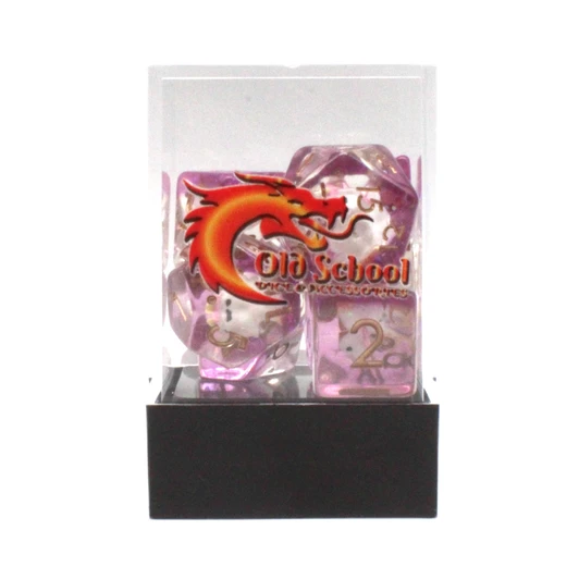 Old School Dice 7-Piece RPG Dice Set: Animal Kingdom - Pink Unicorn
