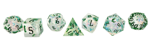 Old School Dice: Sharp Edged 7-Piece Dice Set - Green Ice