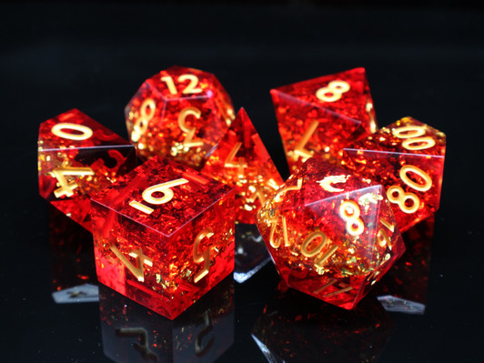 Old School Dice: Sharp Edged 7-Piece Dice Set - Love & Passion