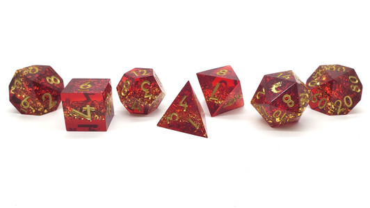 Old School Dice: Sharp Edged 7-Piece Dice Set - Love & Passion