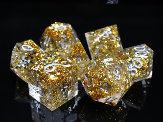 Old School Dice: Sharp Edged 7-Piece Dice Set - Precious Metals
