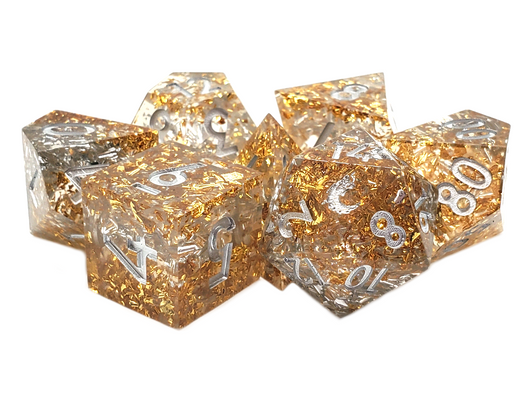 Old School Dice: Sharp Edged 7-Piece Dice Set - Precious Metals