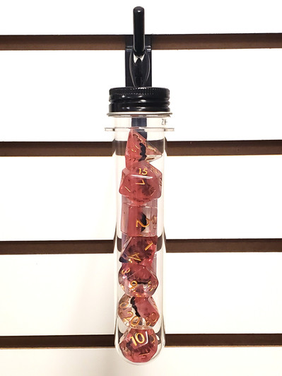 Old School 7 Piece DnD RPG Dice Set: Animal Kingdom - Spider - Black w/ Red