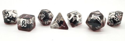 Old School 7 Piece DnD RPG Dice Set: Animal Kingdom - Swan - Black