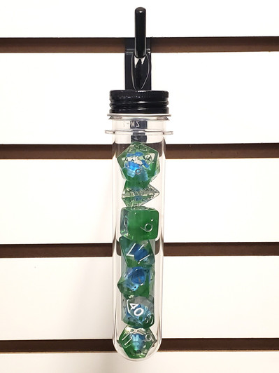 Old School 7 Piece DnD RPG Dice Set: Animal Kingdom - Turtle - Blue w/ Green