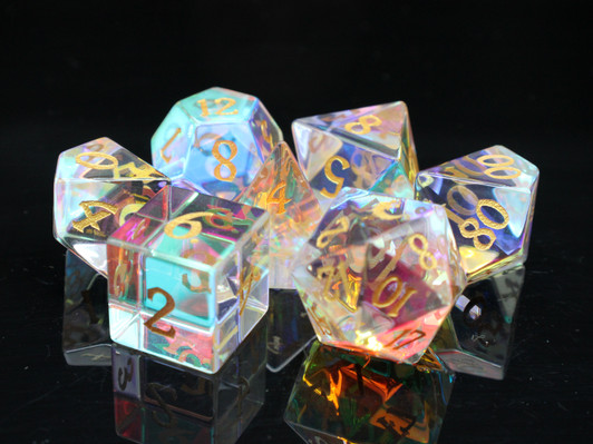 Old School Dice: Gemstone 7-Piece Set - Prismatic Dreams