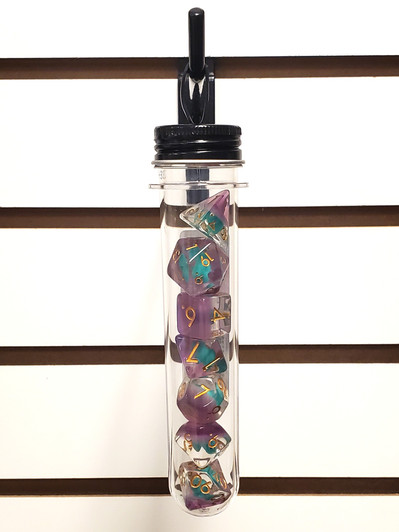 Old School 7 Piece DnD RPG Dice Set: Animal Kingdom - Baby Triceratops - Green