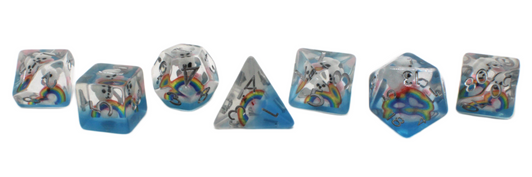 Old School 7 Piece DnD RPG Dice Set: Animal Kingdom - Teddy Bears & Rainbows
