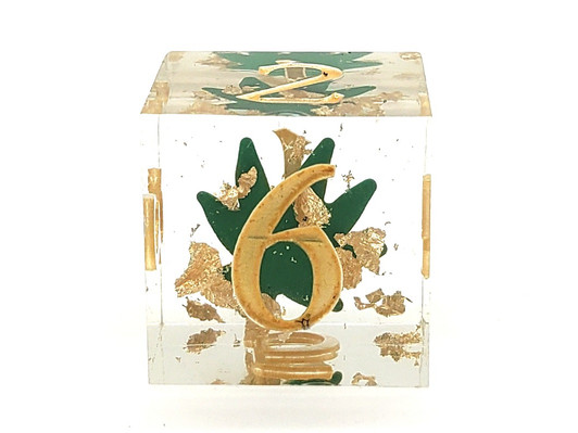 Old School Dice: Sharp Edged 7-Piece Dice Set - It's 4:20 Time - Green w/ Gold