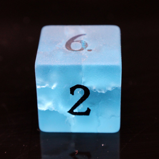 Old School Dice: Gemstone 7-Piece Set - Frosted Blast Glass - Blue Sapphire w/ Spectral