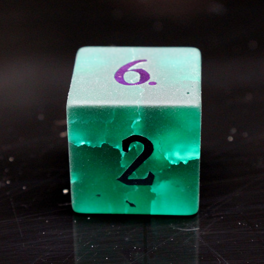 Old School Dice: Gemstone 7-Piece Set - Frosted Blast Glass - Emerald w/ Spectral