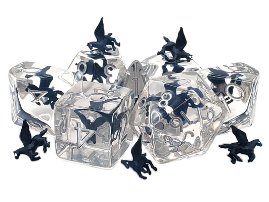 Old School 7 Piece DnD RPG Dice Set: Infused - Blue Pegasus