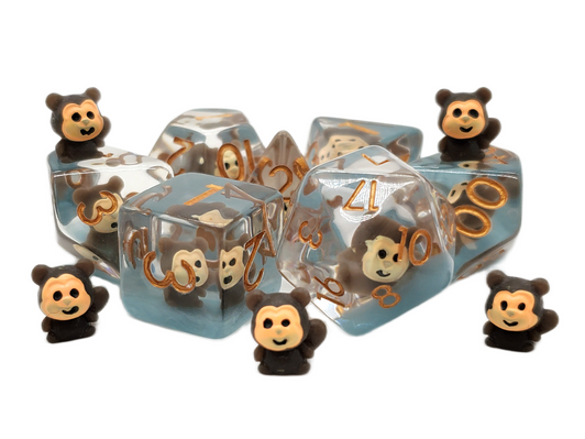 Old School 7 Piece DnD RPG Dice Set: Animal Kingdom - Monkey Shines