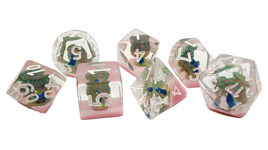Old School 7 Piece DnD RPG Dice Set: Animal Kingdom - Peacock Strut